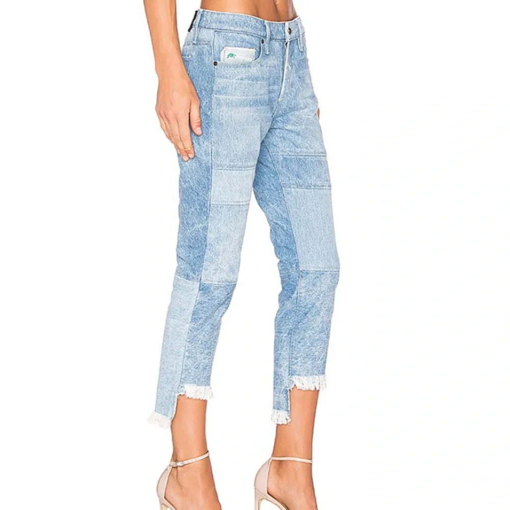 NWOT TORTOISE X Revolve Savanna Crop Jeans Patchwork Indigo